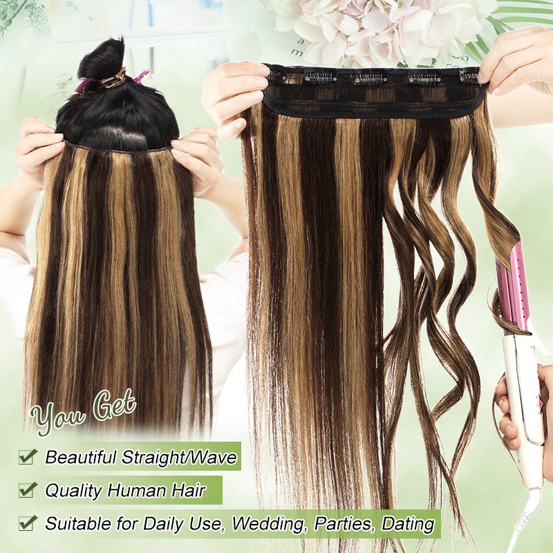 CLEARANCE Clip in on One Piece Real Remy Human Hair Extensions Full Head Thick