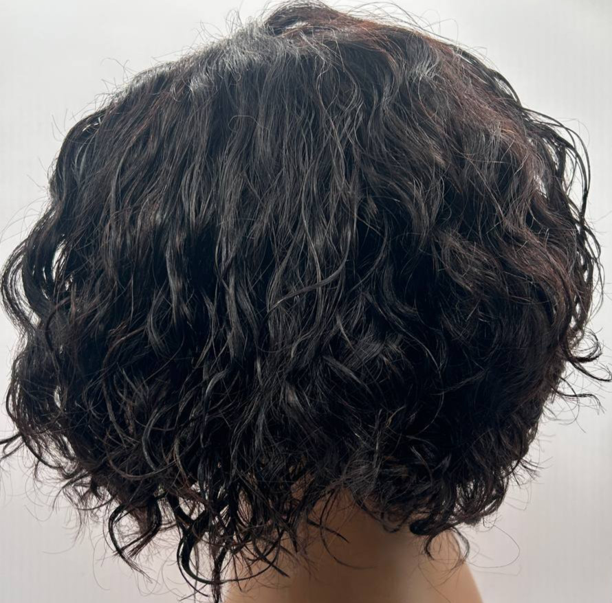 Fancy Hair 8in Deep Curly Pixie Cut Black Bob Remy Human Hair Wig