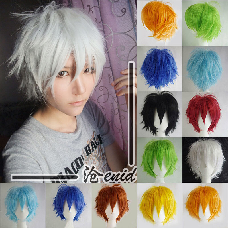 Multi Color Short Straight Hair Wig Anime Party Cosplay Full Hot sell Wigs Orang