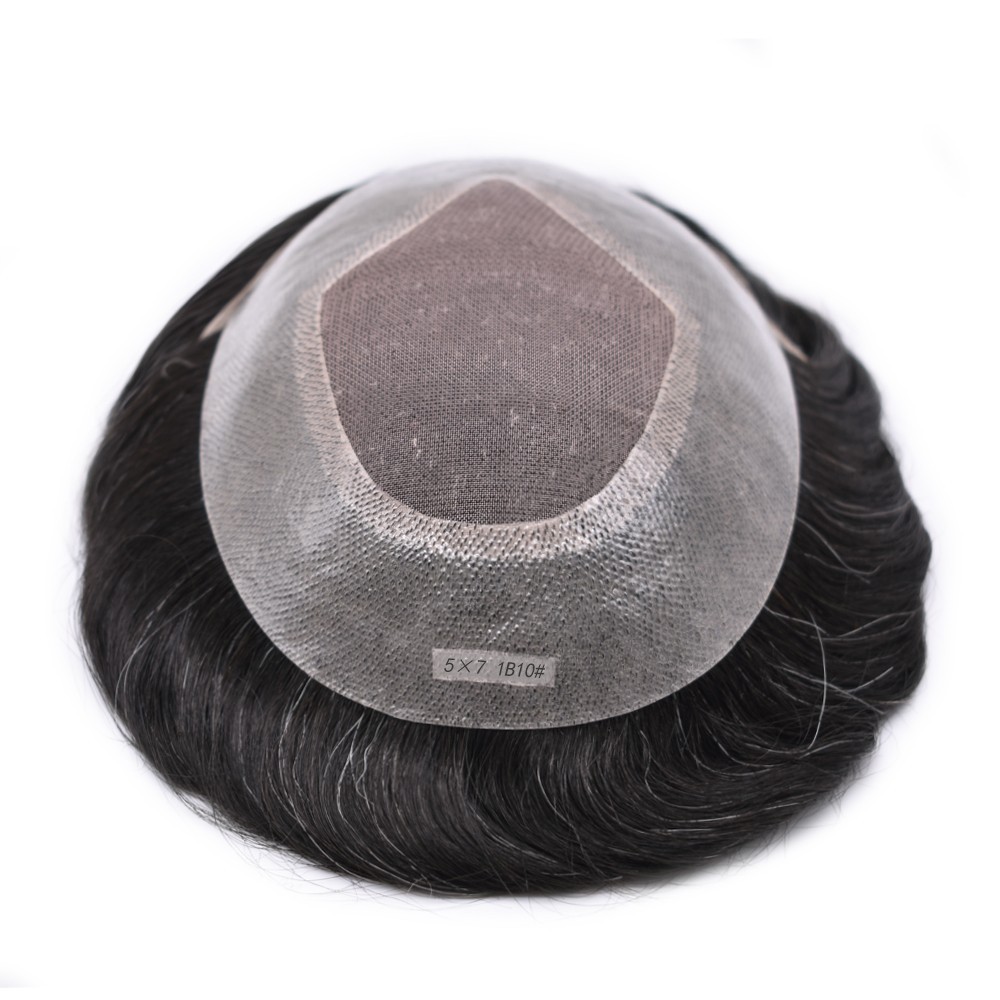 Mens Toupee Hair System Replacement French Lace Front Mono Mens Hairpiece Wig US