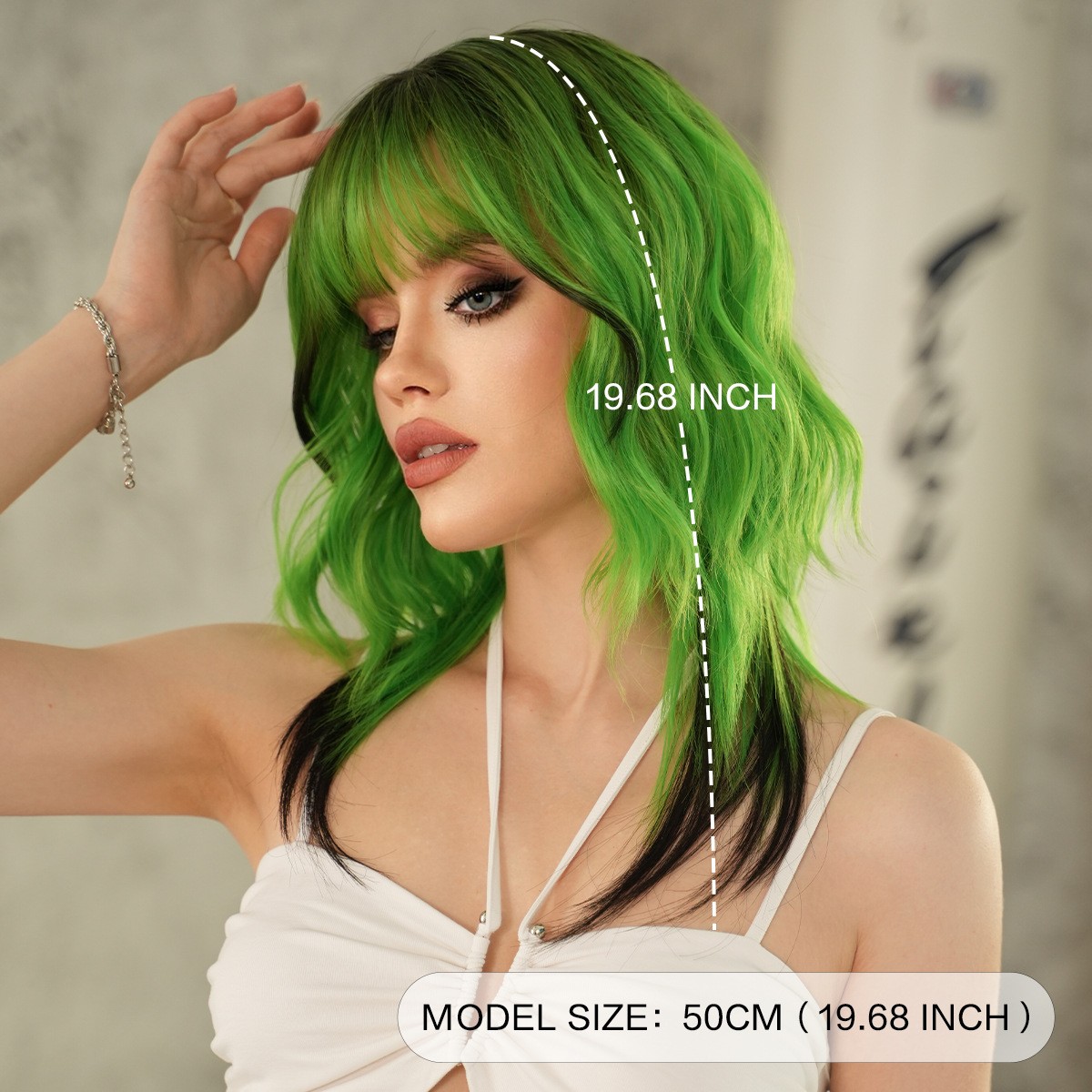 Mullet Wig Green Red Orange Long Punk Rocker Synthetic Halloween Costume Party