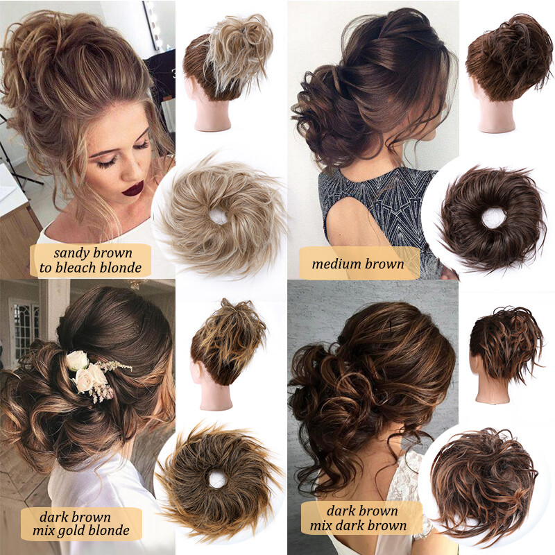 X-LARGE Messy Bun Hair Piece Scrunchie Updo Wrap Hair Extensions Thick as Human