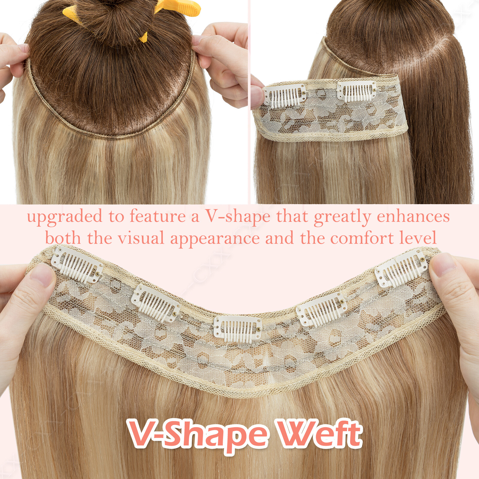 ONE PIECE V-Shape U Clip In 100% Remy Human Hair Extensions Weft Thick Full Head