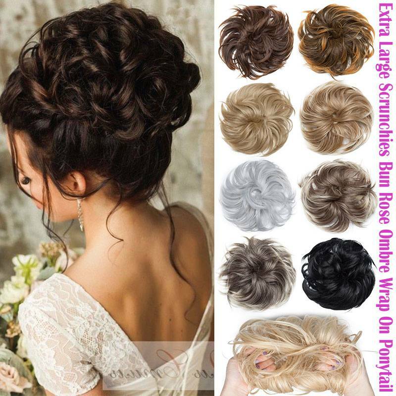 80g Thick Messy Bun Hair Piece Scrunchie Wrap On Updo Pony Tail Hair Extensions