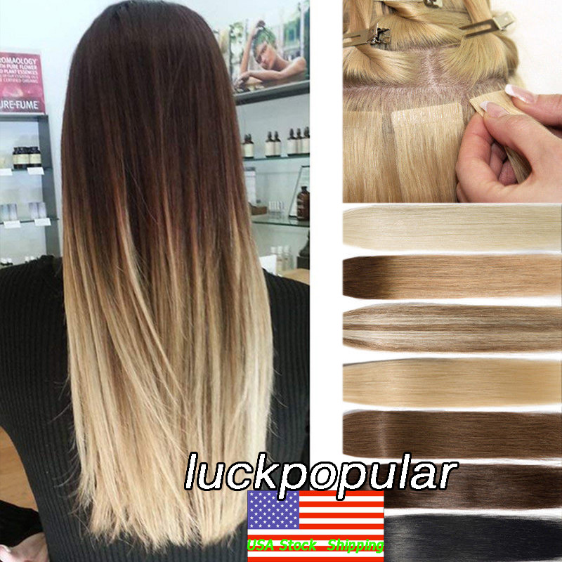 DoubleSided Super Tape in Hair Extensions Real Human Hair Skin Weft Russian Hair