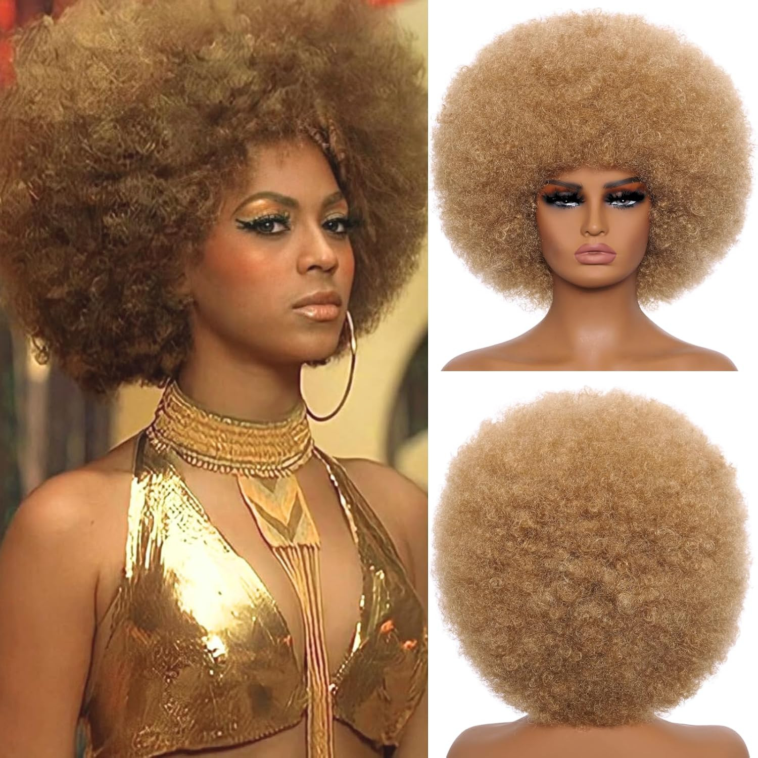 Afro Wigs for Black Women 70S Afro Curly Wigs Soft Natural Looking Fluff and Bou