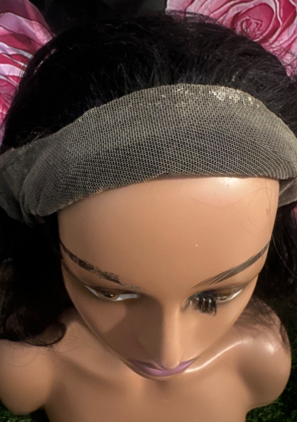 Dark Long Lace Front Wig Human Hair Blend Lace