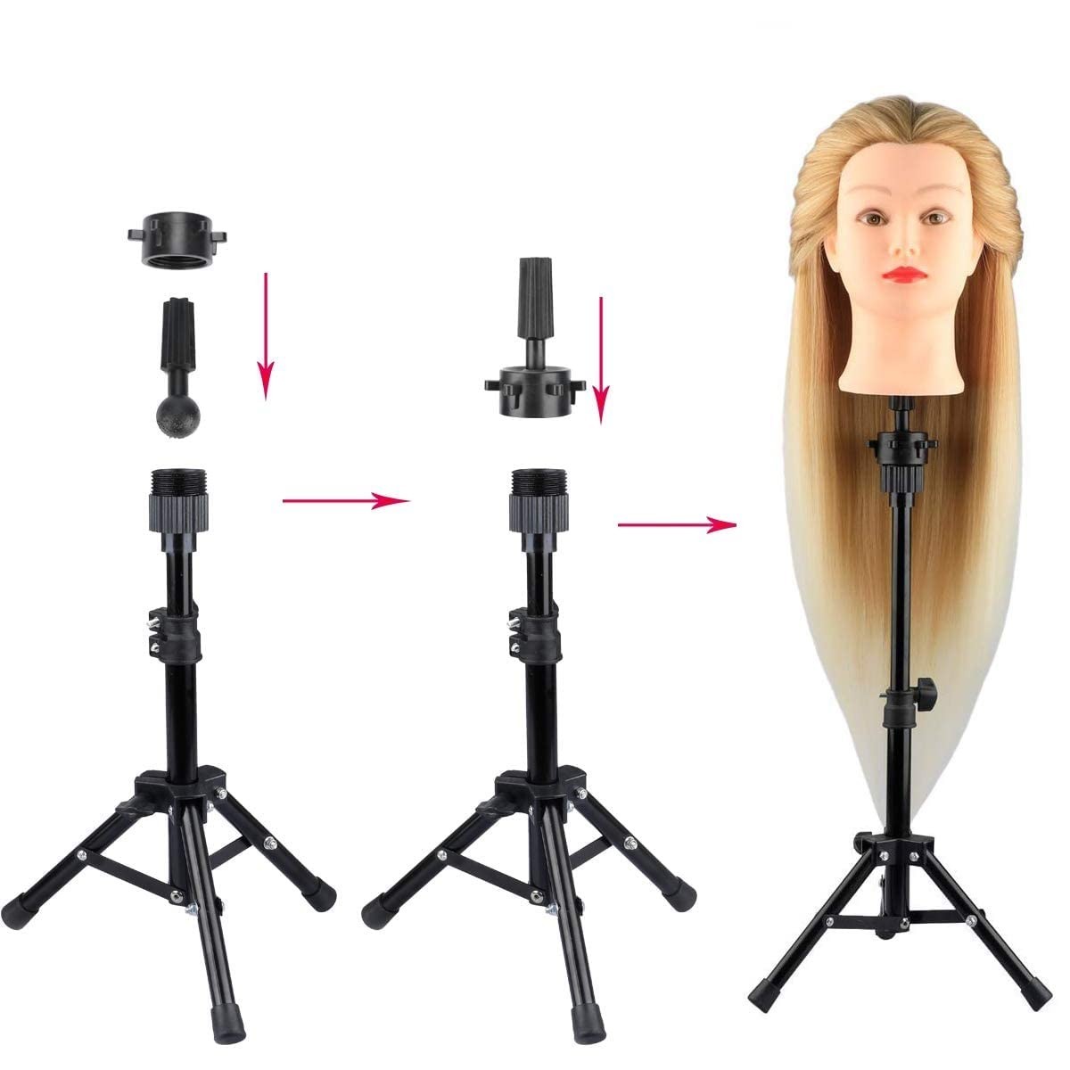 Lightweight 25-Inch Adjustable Wig Head Stand Ideal for Cosmetology Training