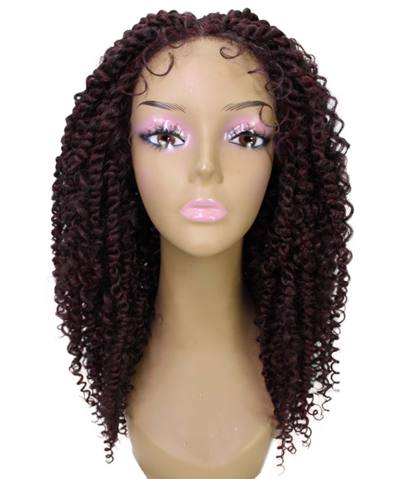 LUXLUXE Tierra Curly 19″ Long 4×4 Hand Tied Lace Braided Wig, BLB-0141