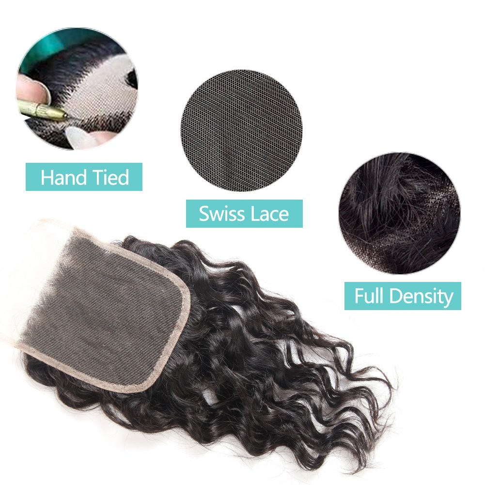 Water Wave Bundles Lace Closure Udu 12A Wet And Wavy Human Hair Bundles Closure