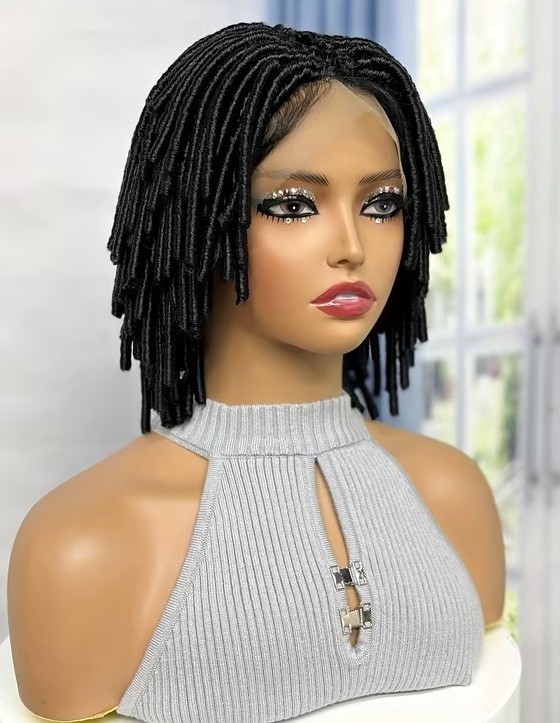 360° Full Lace Chemical Fiber Braid Wig | Short Style, Unisex-Adult, Breathable