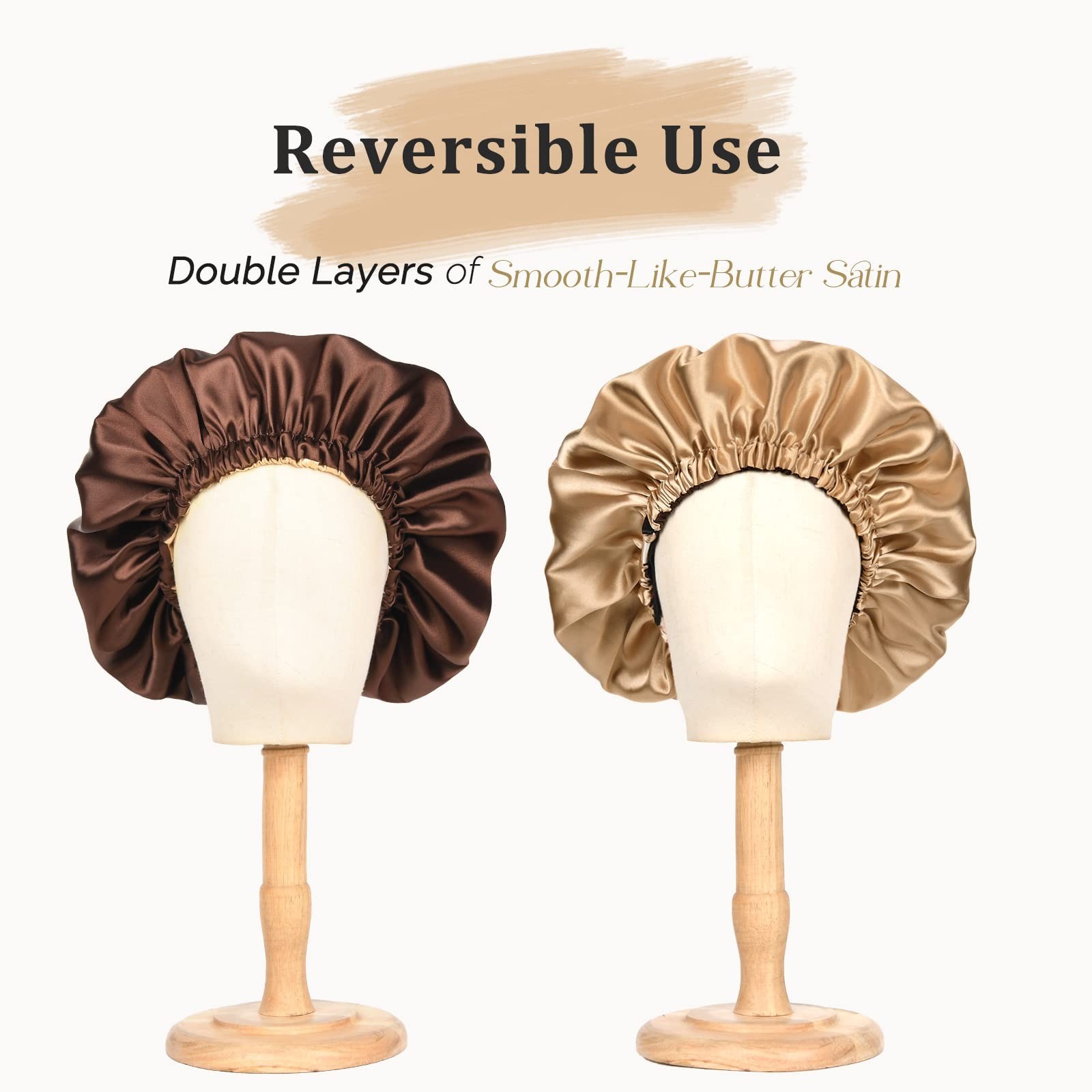 YANIBEST Adjustable Satin Bonnet Double Layer Hair Bonnet for Sleeping Bonnet…