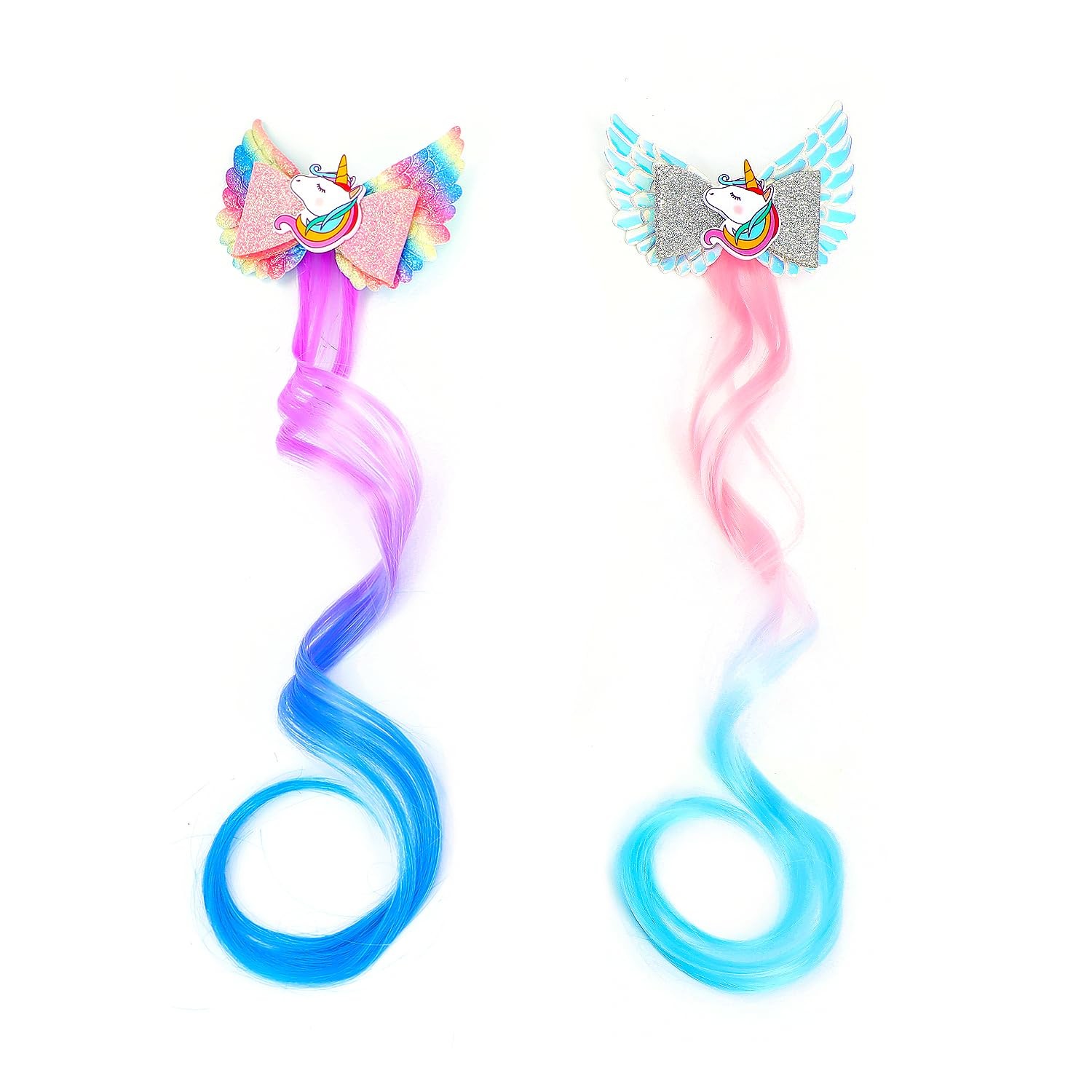 6 Pcs Hair Accessories for Girls,Bows Girls,Unicorn Clips Sparkling
