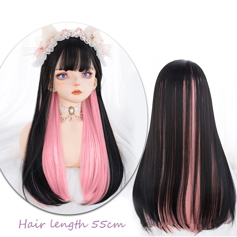 Synthetic Women’s Halloween Wig Cute Wig Black Purple Blonde Red Pink Blue