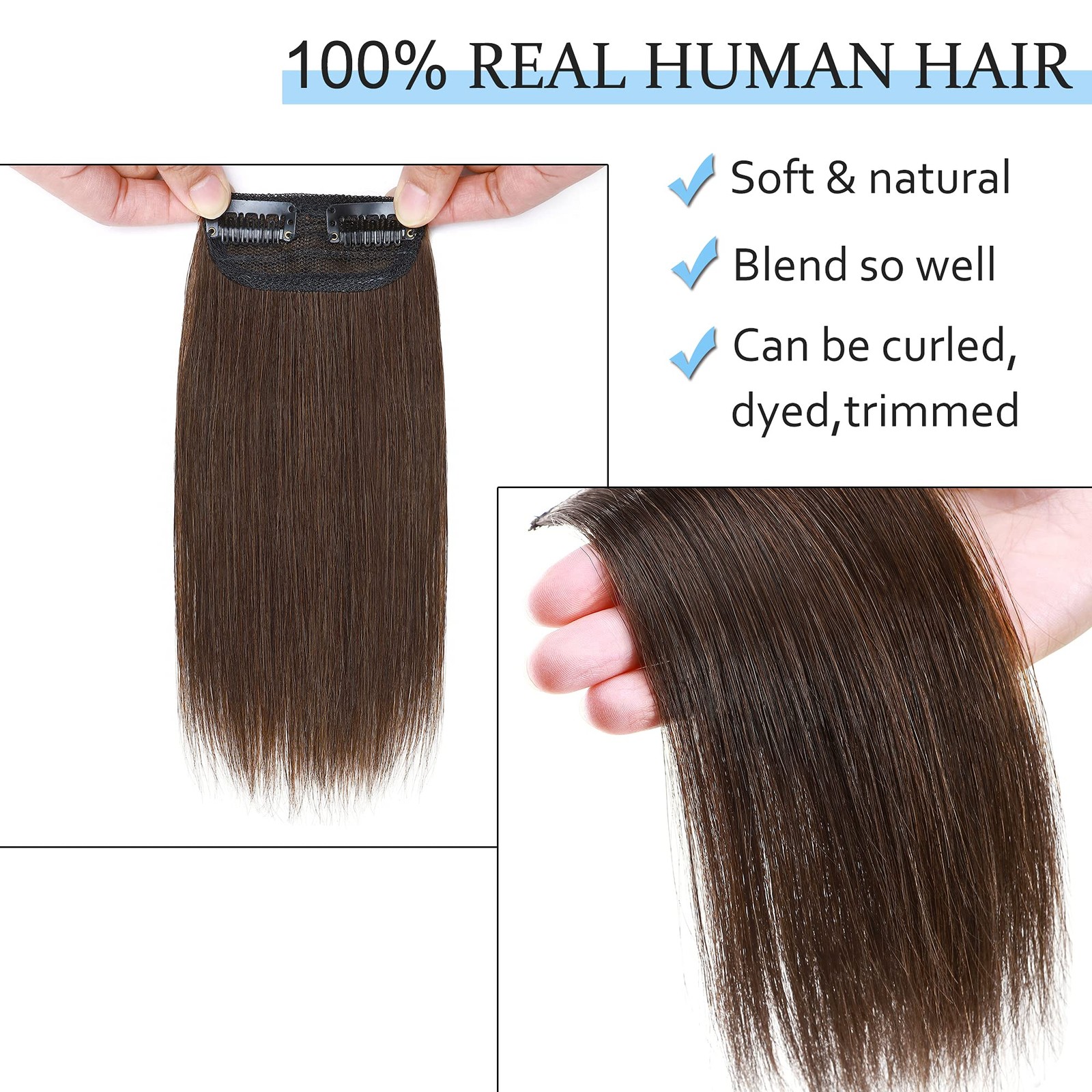 2 Pcs Short Hair Extensions Clip in Human Hair 6 Inch 20g Hairpiece Human Hai…