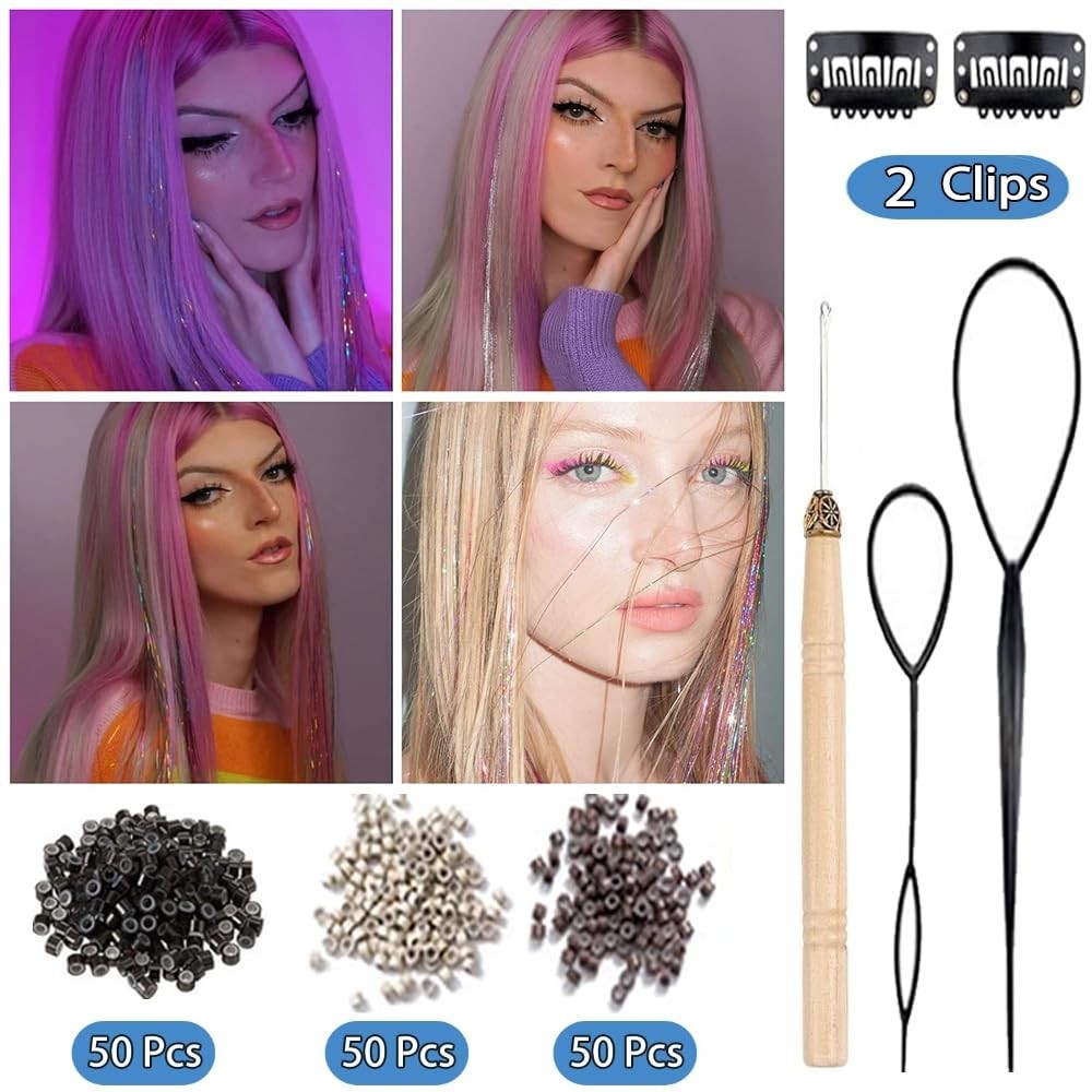 Complete 16 Color Hair Extensions Kit – 8000 Strands & Styling Tools Included