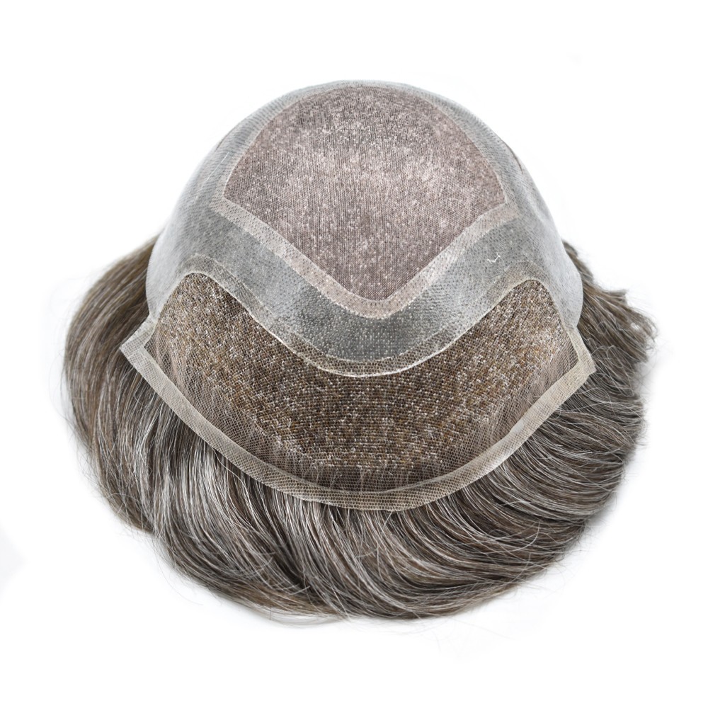 Swiss Lace Front Mens Toupee Hairpieces Mono Pu Hair Replacement System for Men