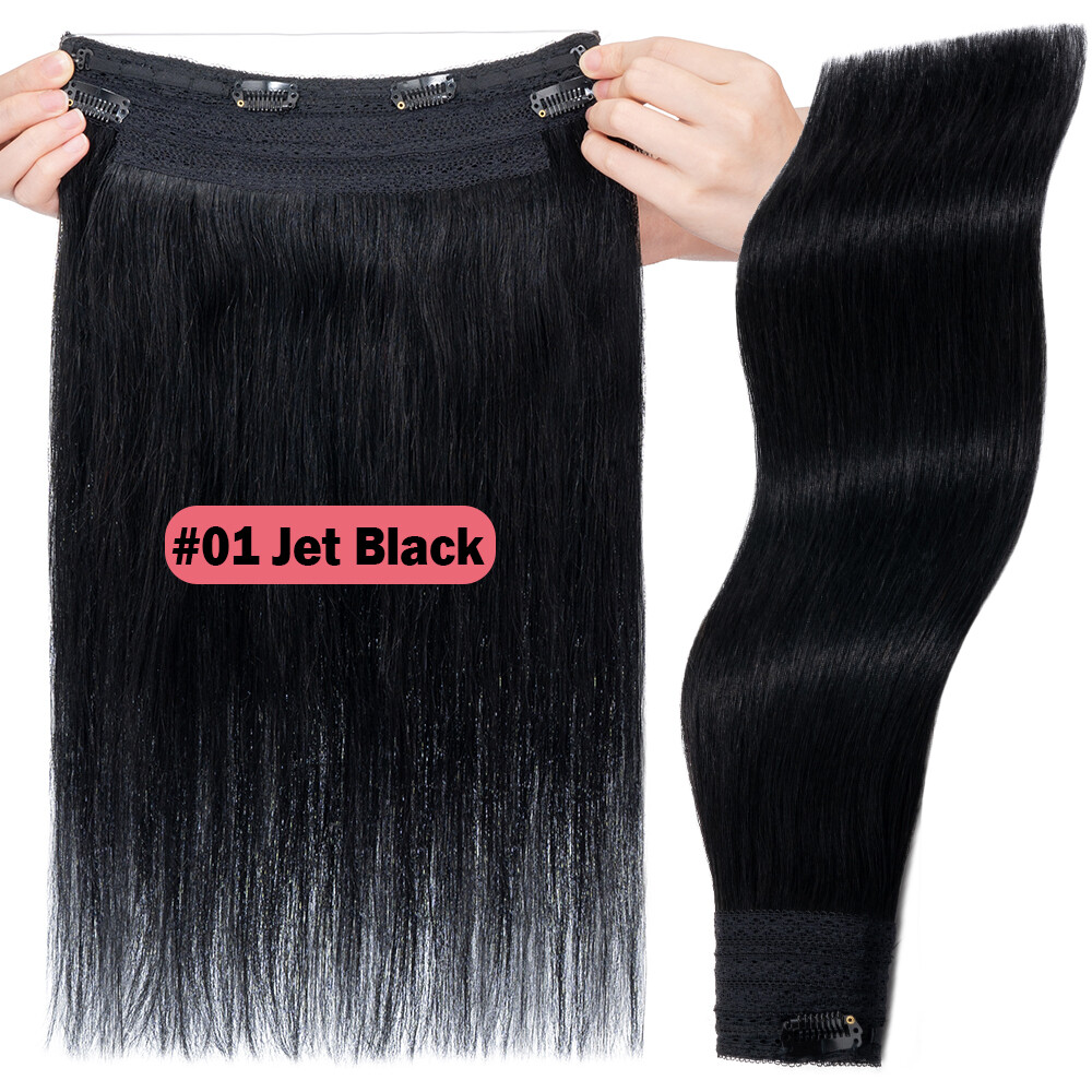 CLEARANCE Clip In Weft Wire Remy Human Hair Extensions Hidden Headband 12-24Inch