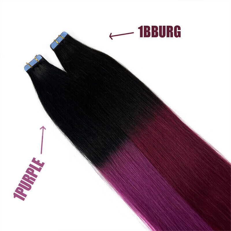 100%Human Hair Extensions Tape-in Skin Weft Remy Hair Full Head Highlight Blonde