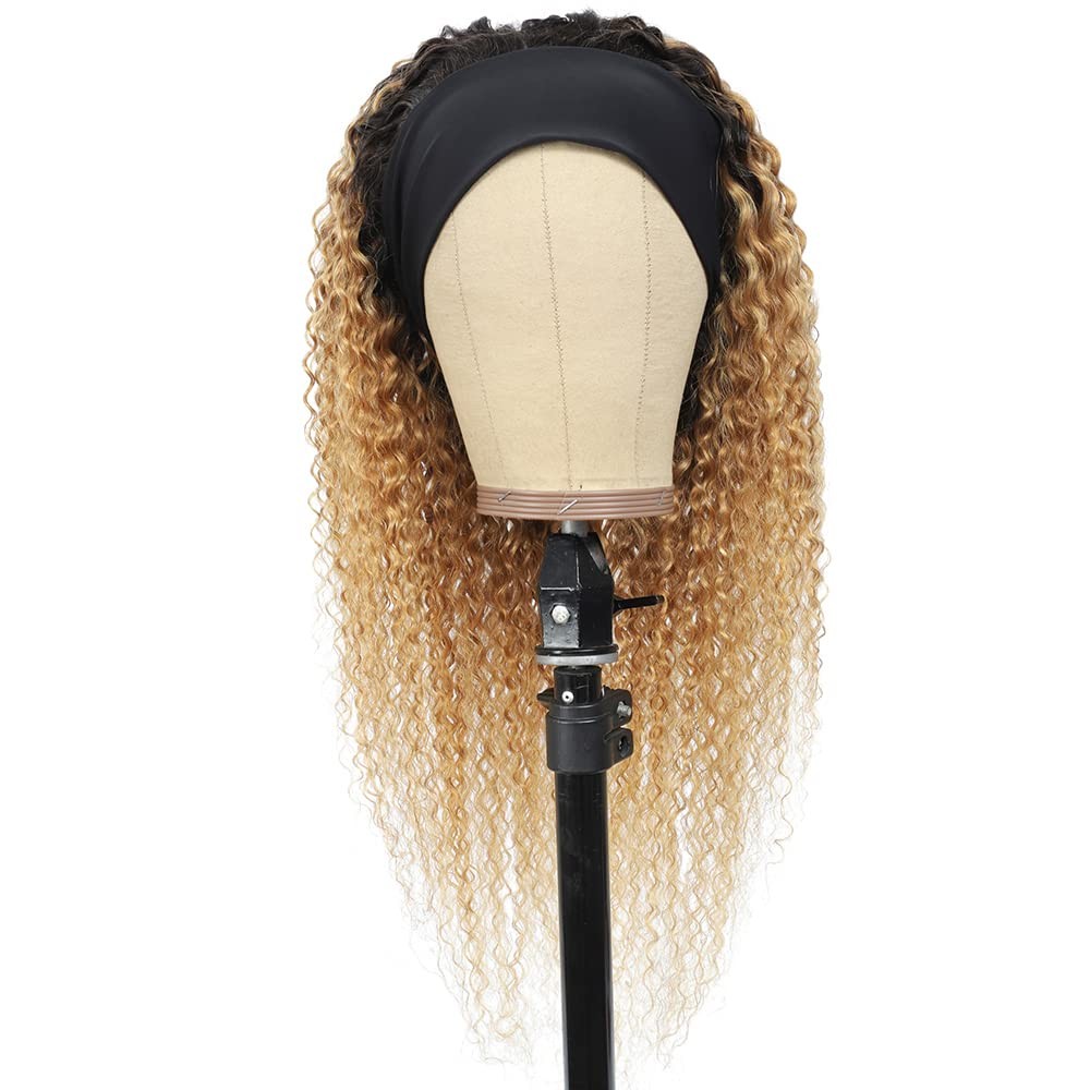 Yiweyowe 26 Inch 1B27 Honey Blonde Headband Wig Human Hair 150 Density Grade 8A
