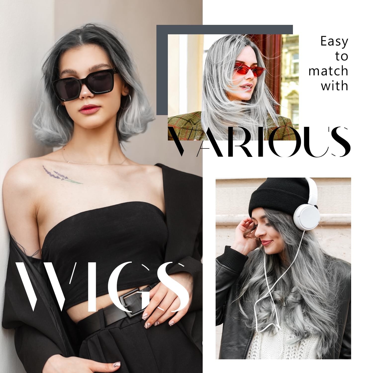 Wig Grip Bands for Keeping Wigs in Place, Wig Grip Headband, Grey, 2 Pieces
