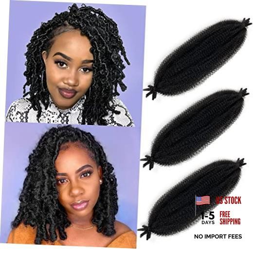 Marley Twist Braiding Hair 16 Inch Springy Afro Twist 16 Inch (Pack of 3) Black