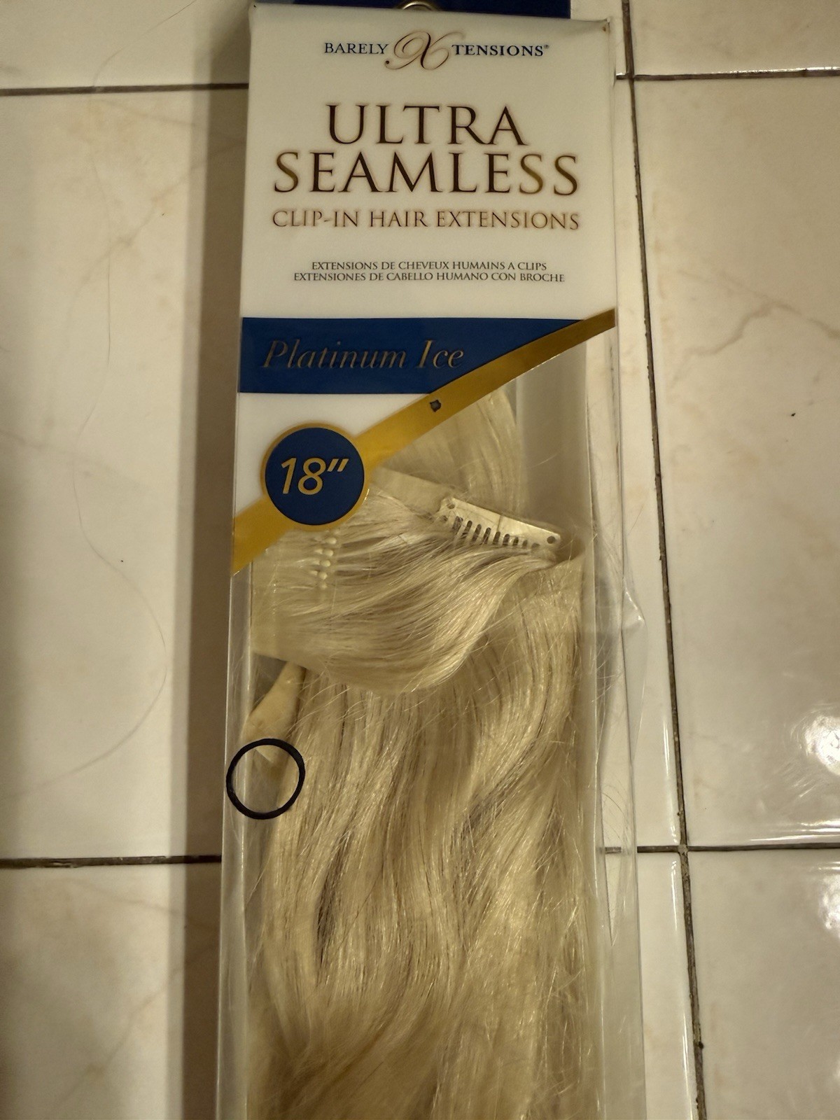 Barely Xtensions 18” Ultra Seamless Clip-In Extensions Platinum Ice Human Hair