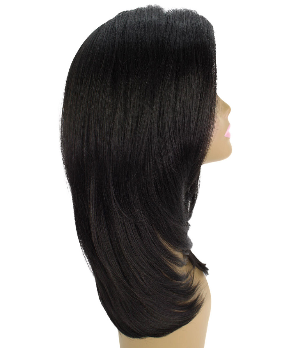 LUXLUXE Valona Straight 20 in 4X4 Hand Tied Lace Front Wig, Natural Black
