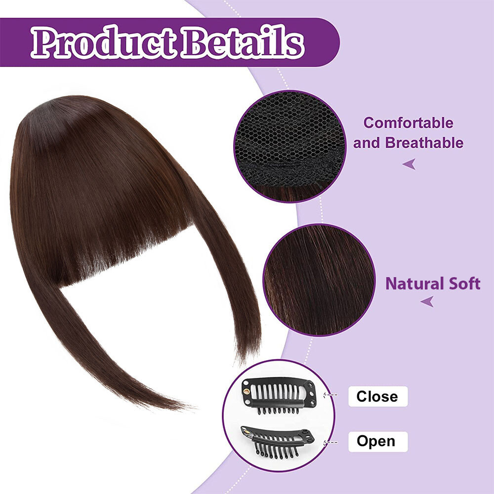 Highlight Bangs Clip in on Hair Extensions Thick/Thin Fringe As Human Hairpiece