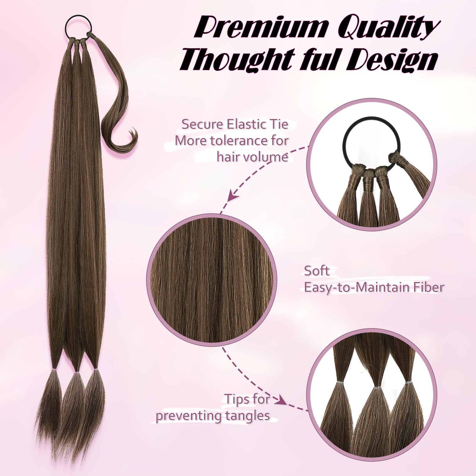 Long Braid Ponytail Extension with Hair Tie DIY Wrap Around Synthetic Hairpie…