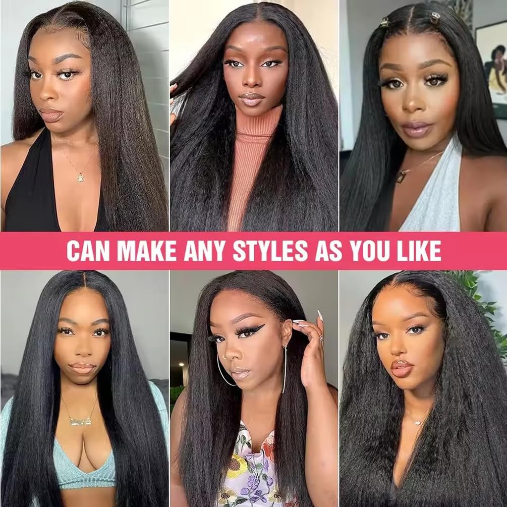 Aelinsi 12A Human Hair Kinky Straight Bundles 14 16 18 Inch 100 Unprocessed