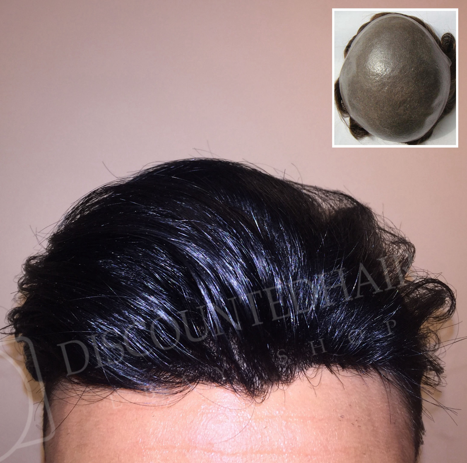 Mens Toupee Hair Replacement System Unit Hairpiece BIO Thin Skin Human Hair