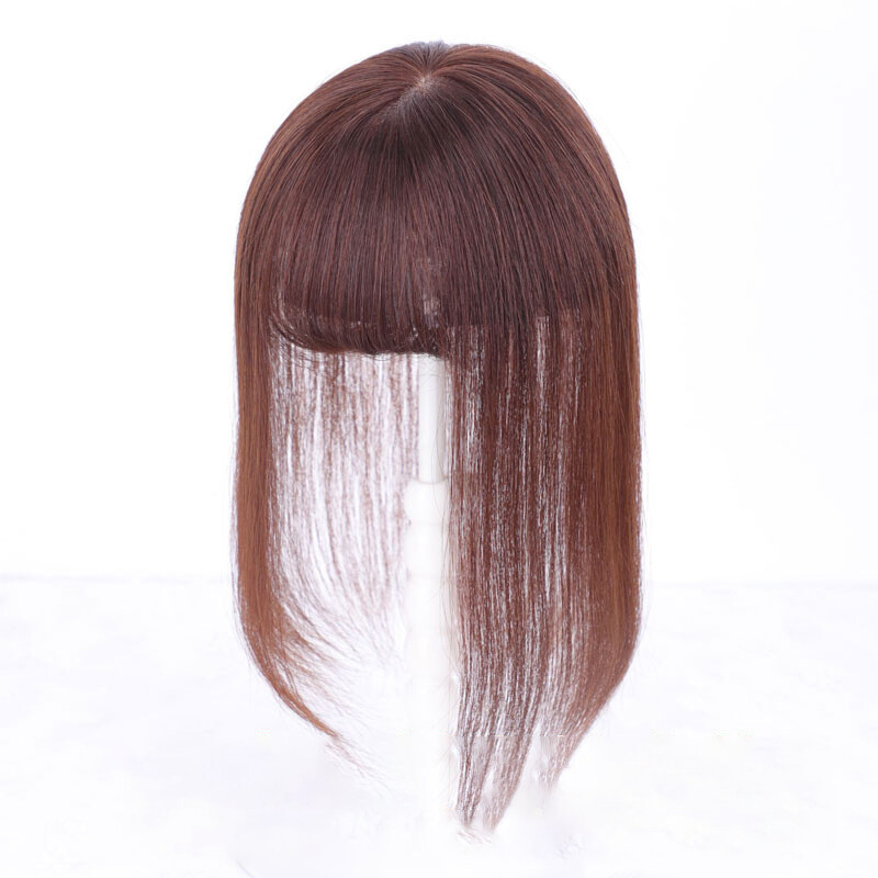 100% Human Hair Toupee Clip in Hairpiece Thin Topper with Bangs Top Hair Pieces