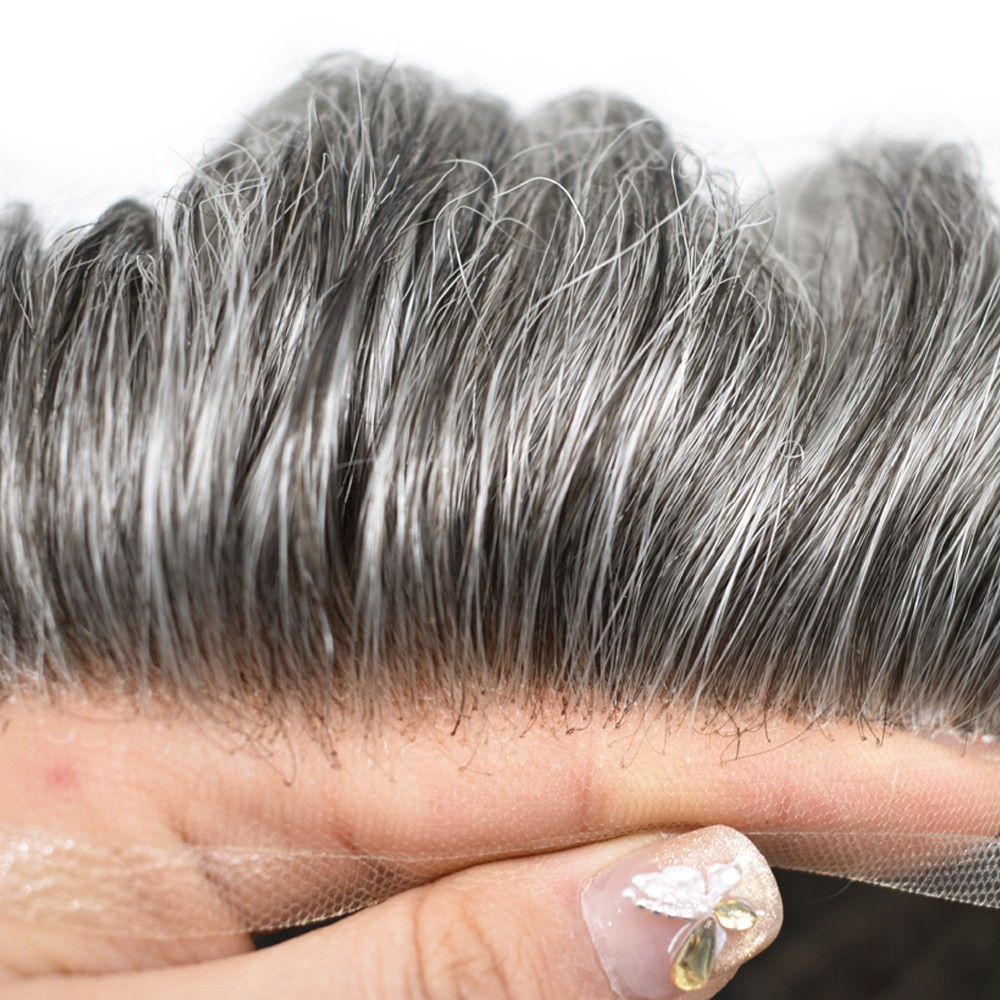 Swiss Lace Front Mens Toupee Hairpieces Mono Pu Hair Replacement System for Men
