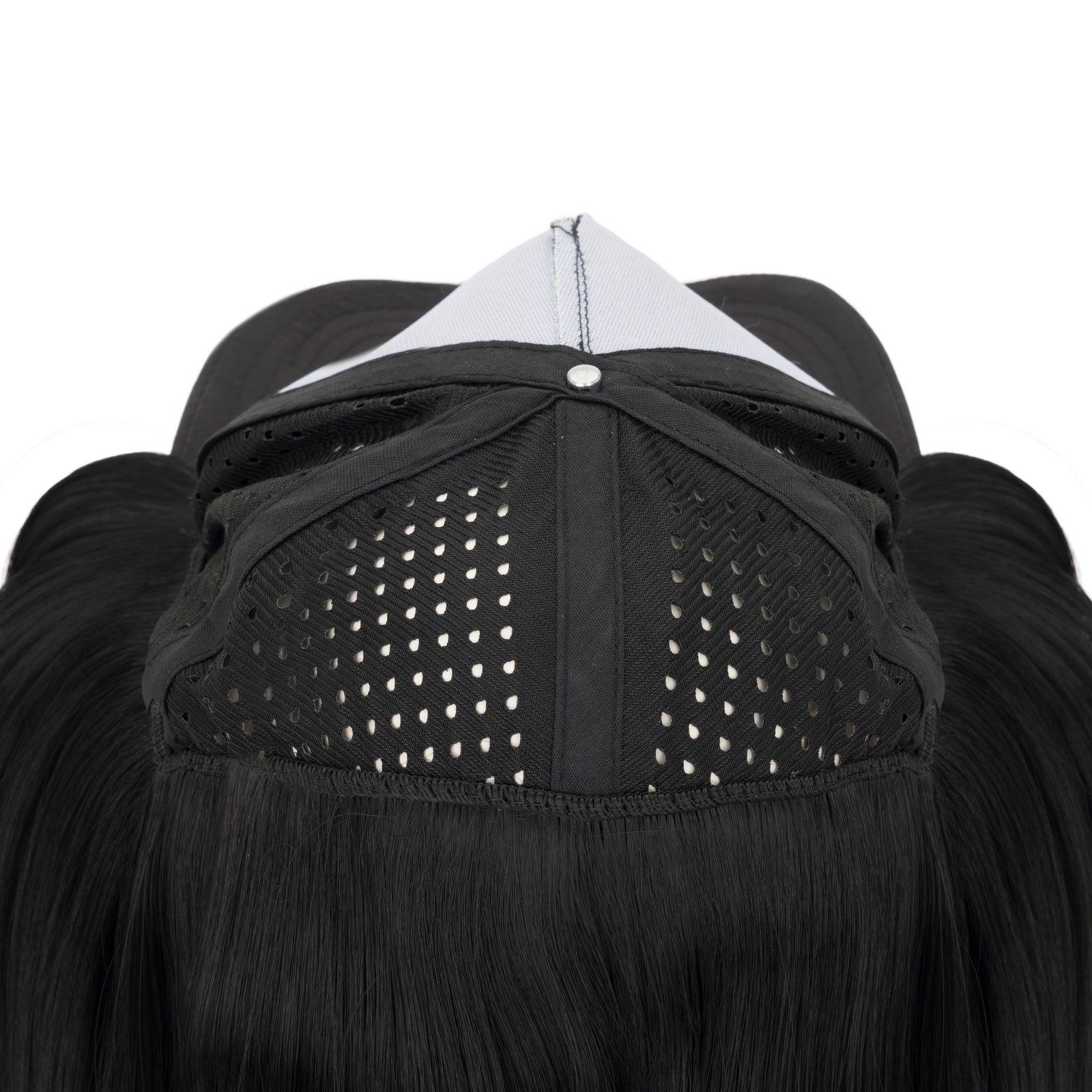 Natural Women Baseball Cap with Hair Extensions Hat with Hairpiece Straight 8in