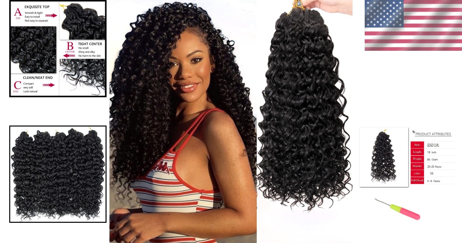 High Temp Fiber Crochet Hair Extensions 18″ 7Packs