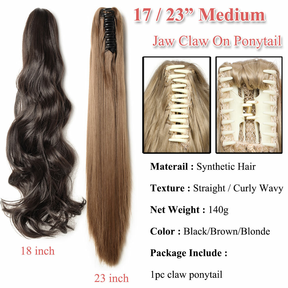 100% Real Thick Claw Clip On Ponytail 18-26″ Long Soft As Human Hair Piece Mix H