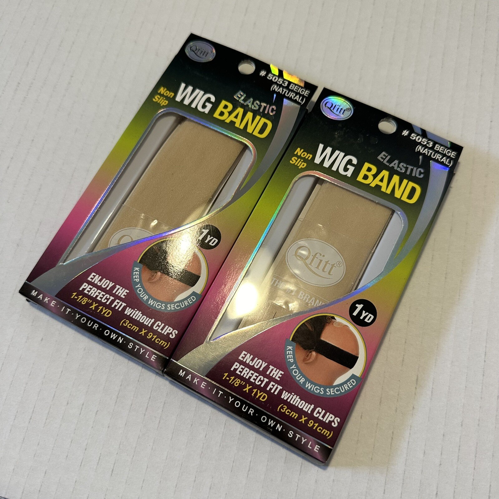 Qfitt Elastic Wig Band Lot Of 2 Beige Natural 5053 New 1 Yard Each Non Slip