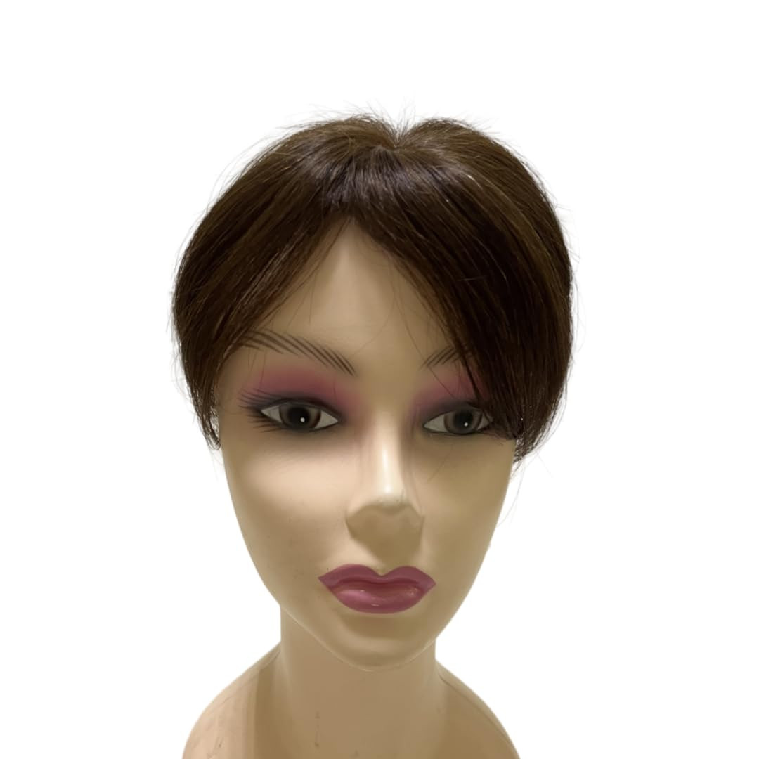6 inch Short Middle Part Straight Real Human Hair Topper Small Thin Clip-in Hair