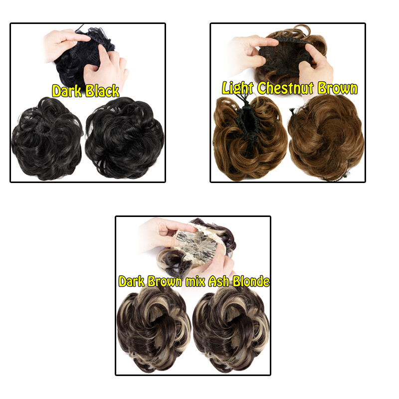 Womens Girls Wavy Curly Pony Tail Hair Bun Scrunchie Hair Extension Hairpiece