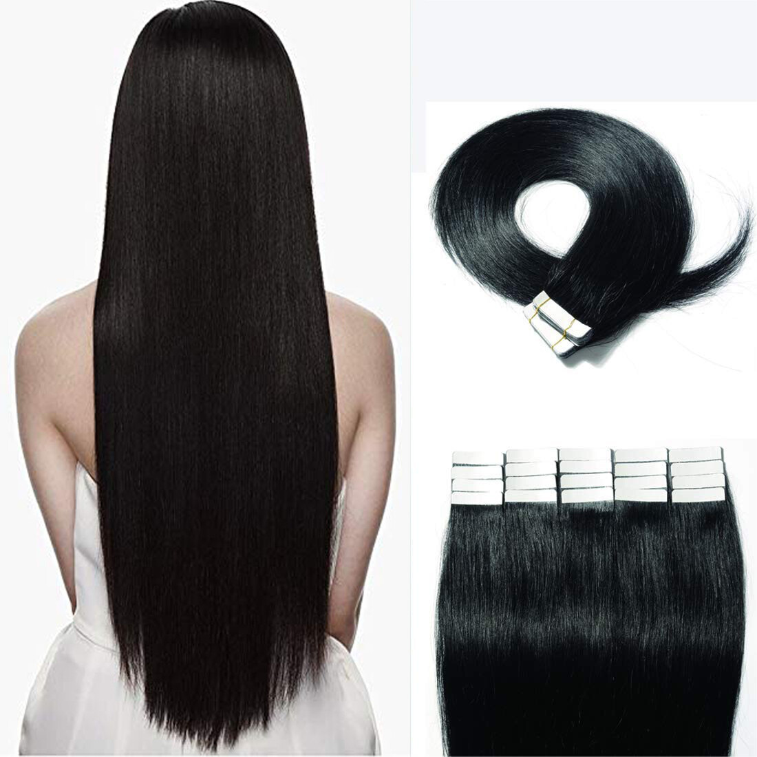 Seamless Tape in Human Hair Extensions Skin Wefts 100%Remy Hair Highlight Blonde