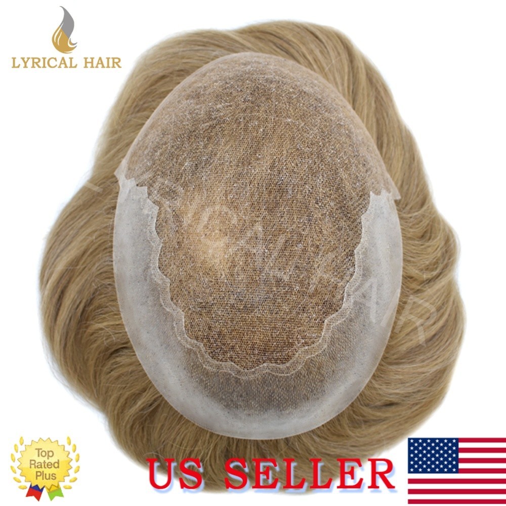 Lyrical Hair French Lace Front Mens Toupee Human Hair PU Skin Base Hair System