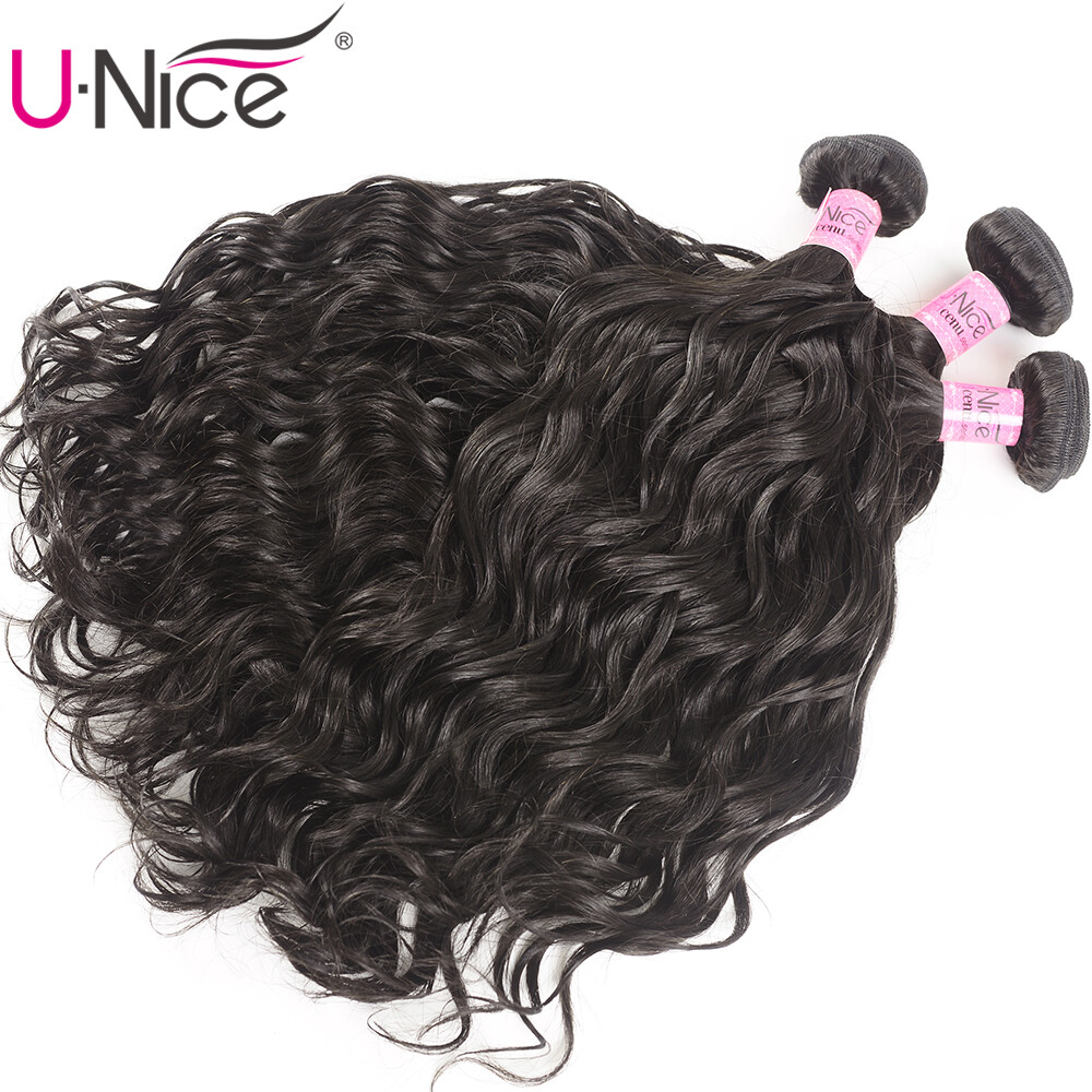 UNice Hair Eurasian Natural Wave 3 Bundles Human Hair Extensions Wavy Weaves US