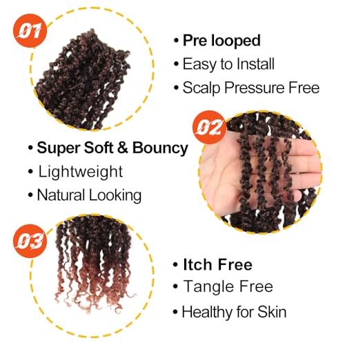 Yanky Twist Crochet Hair 8 Inch 10 8 Inch (Pack of 10) T350(Ombre Ginger Red)