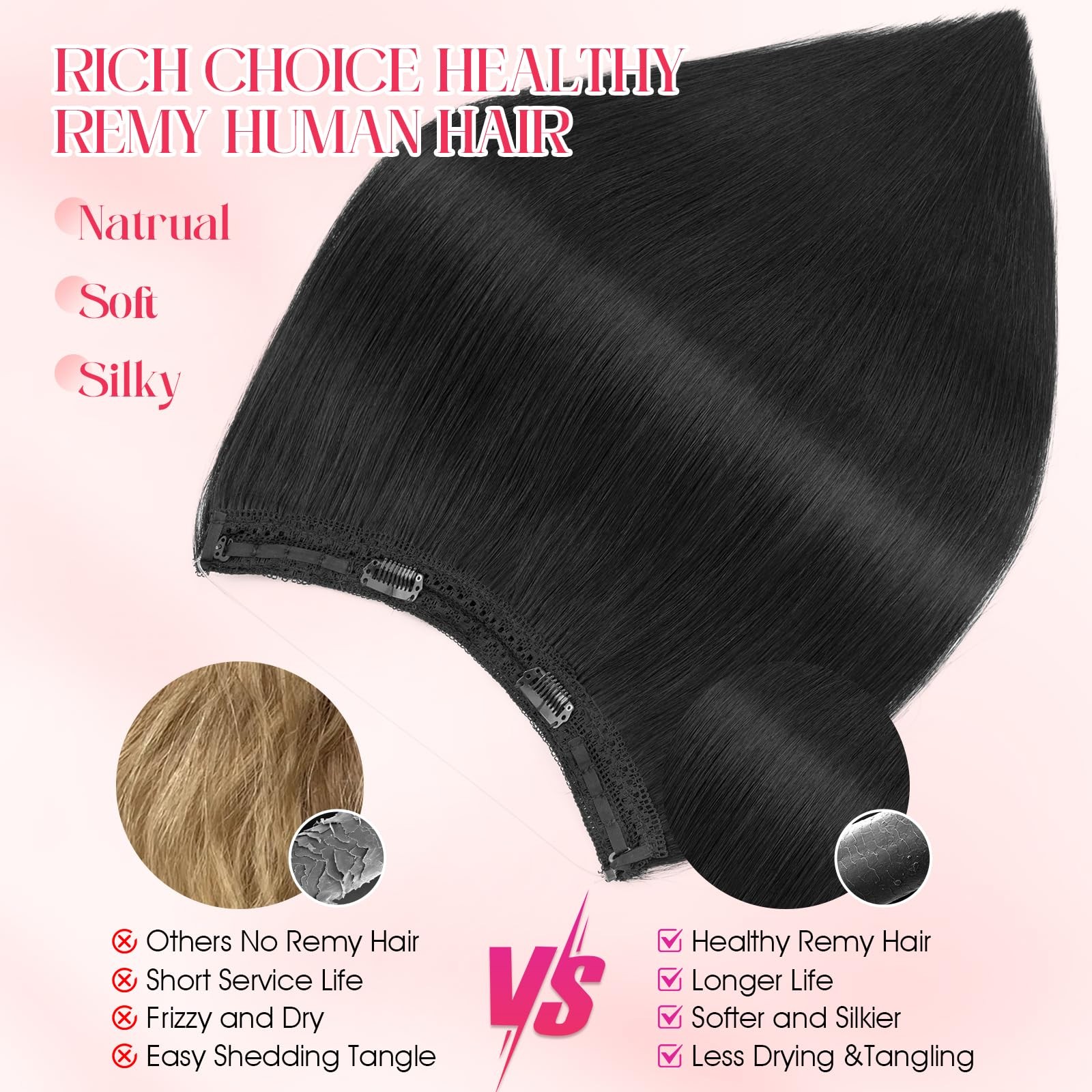 Rich Choices 100 Real Human Halo Hair Extensions For Women Remy Halo Extension