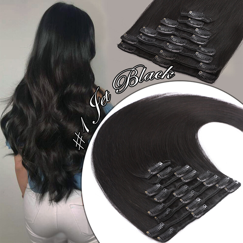 CLEARANCE Clip In 100% Remy Human Hair Extensions Full Head Highlight 16-24″ 9A