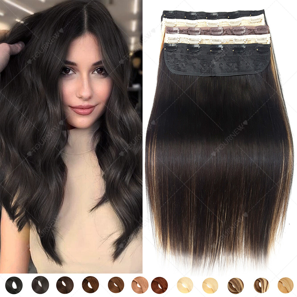 One Piece 100% Real Clip In Remy Human Hair Extensions Highlight 3/4 Full Head F