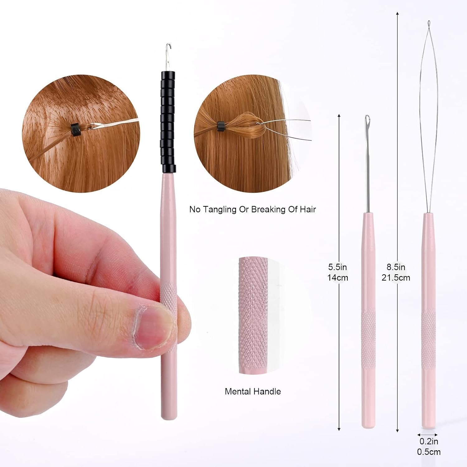 Elegant Pink Hair Extension Tool Set – Durable Beading Pliers & Hook Included