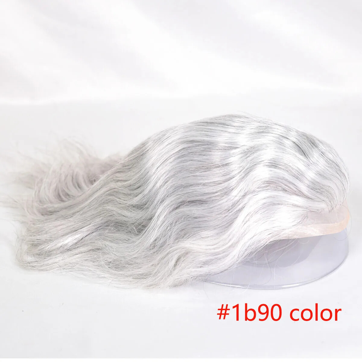 10x8inch Toupee for Men Soft Thin Skin Hair pieces Human Hair Mix Grey Synthetic