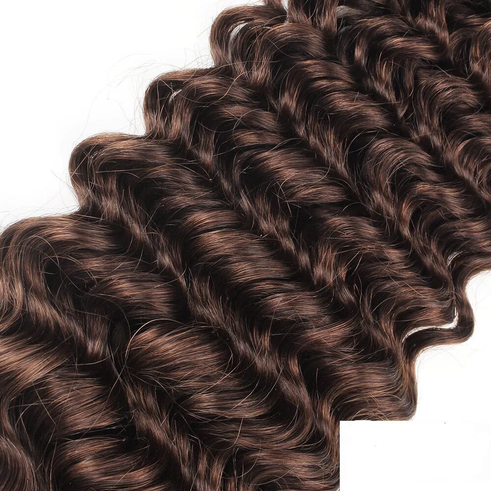 Raivide Color 4 Bundle Dark Brown Deep Wave Human Hair Bundles Chocolate Brown